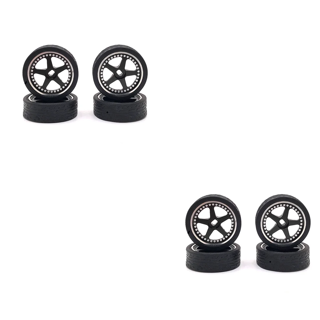 4Pcs 26mm Metal Wheel Rim Rubber Tire Tyre Set for Wltoys 284131 K969 K989 K999 P929 Mini-Z 1/28 RC Car Upgrades Parts,4