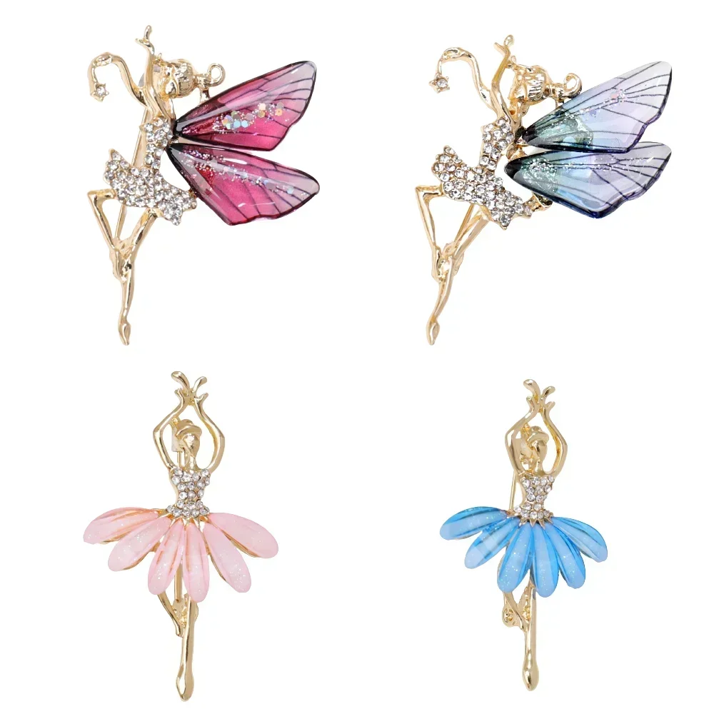 Fashion Angel Inlaid Zircon Brooch Alloy Rhinestone Sequin Corsage for Women Butterfly Dragonfly Bee Brooch Insect Jewelry Gifts