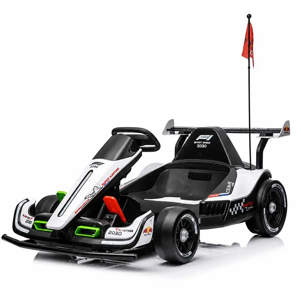 new 24V Electric Go-Kart Kids Outdoor Ride On Drift Racing Car Toy with Variable Speeds Up to 7.5 Mph,LED Lights,Music,USB Por