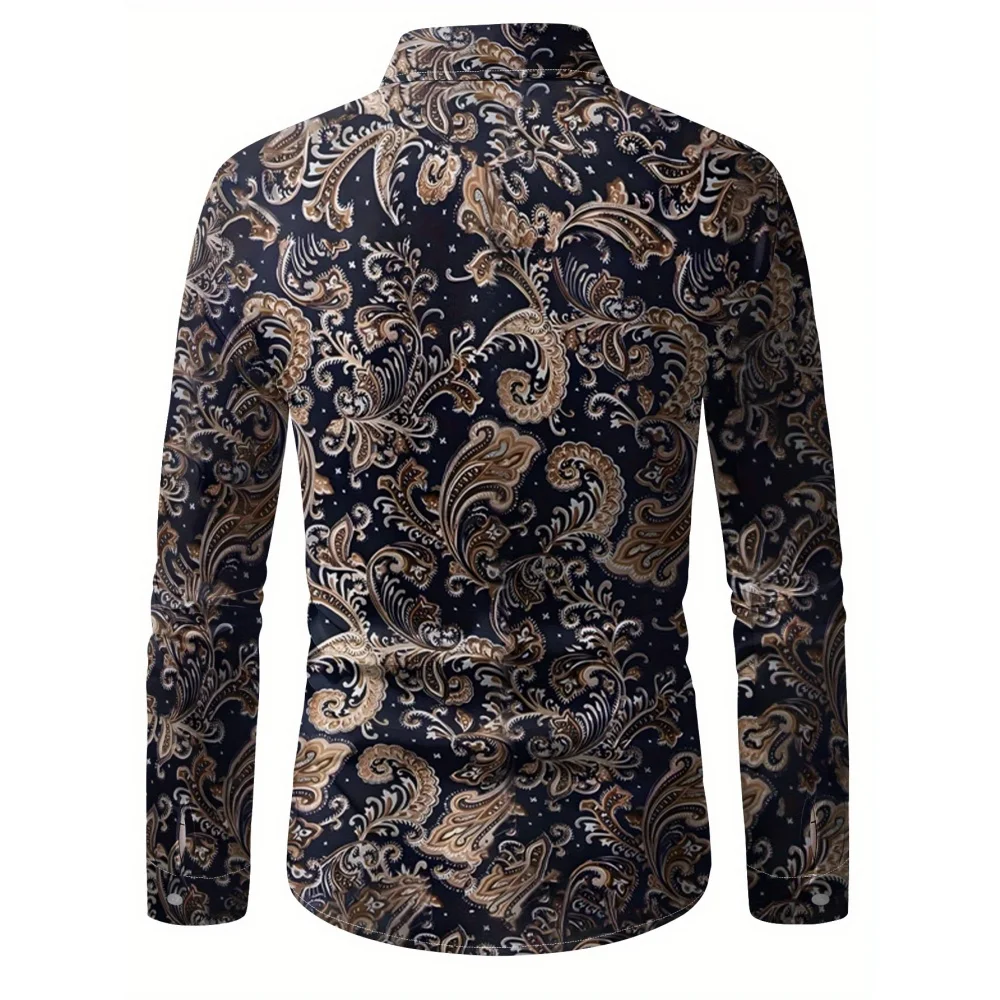 Men's Scottish Plaid Paisley 3D Printed Elegant Men's Shirts Autumn Long Sleeved Top Button down Shirts Casual T-Shirts for Men