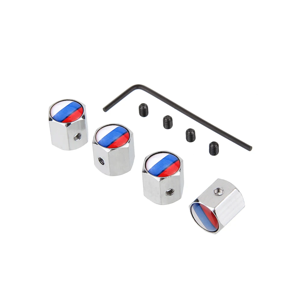 4PCS Russia Flag Car Wheel Air Cover Dust Proof Car Air Valve Stem Caps for Ford Volkswagen Skoda Audi BMW Fiat KIA Accessories