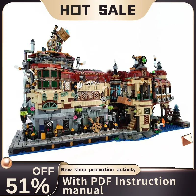 

Новый город, хит продаж, вид на улицу, Moc, модульная паровая научная модель, строительные блоки, креативные идеи, детские игрушки, подарок на день рождения