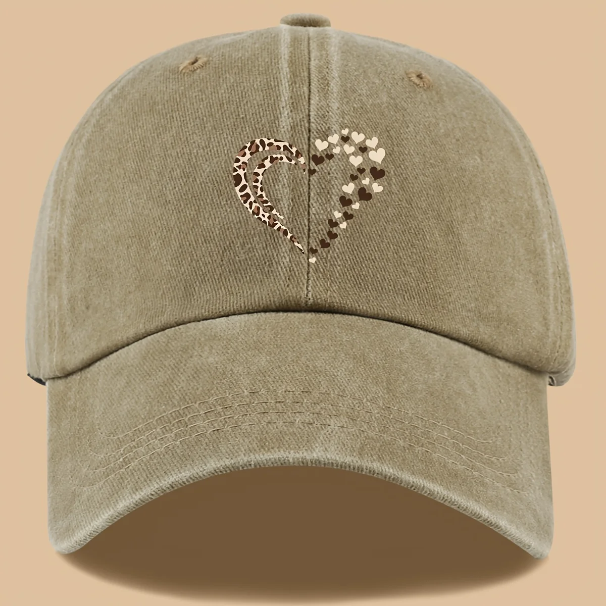 Lässige Retro-Baseballkappe mit Leopardenmuster und Herzdruck, geeignet für Partys, Paare und Feiertage als Geschenk für diejenigen um dich!