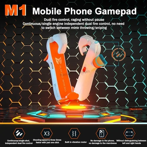 Imagen 1 del producto Gatillo de botón de juego de disparo móvil M1 con vibración para controlador de juego PUBG, Joystick para IOS y Android, accesorio para juegos