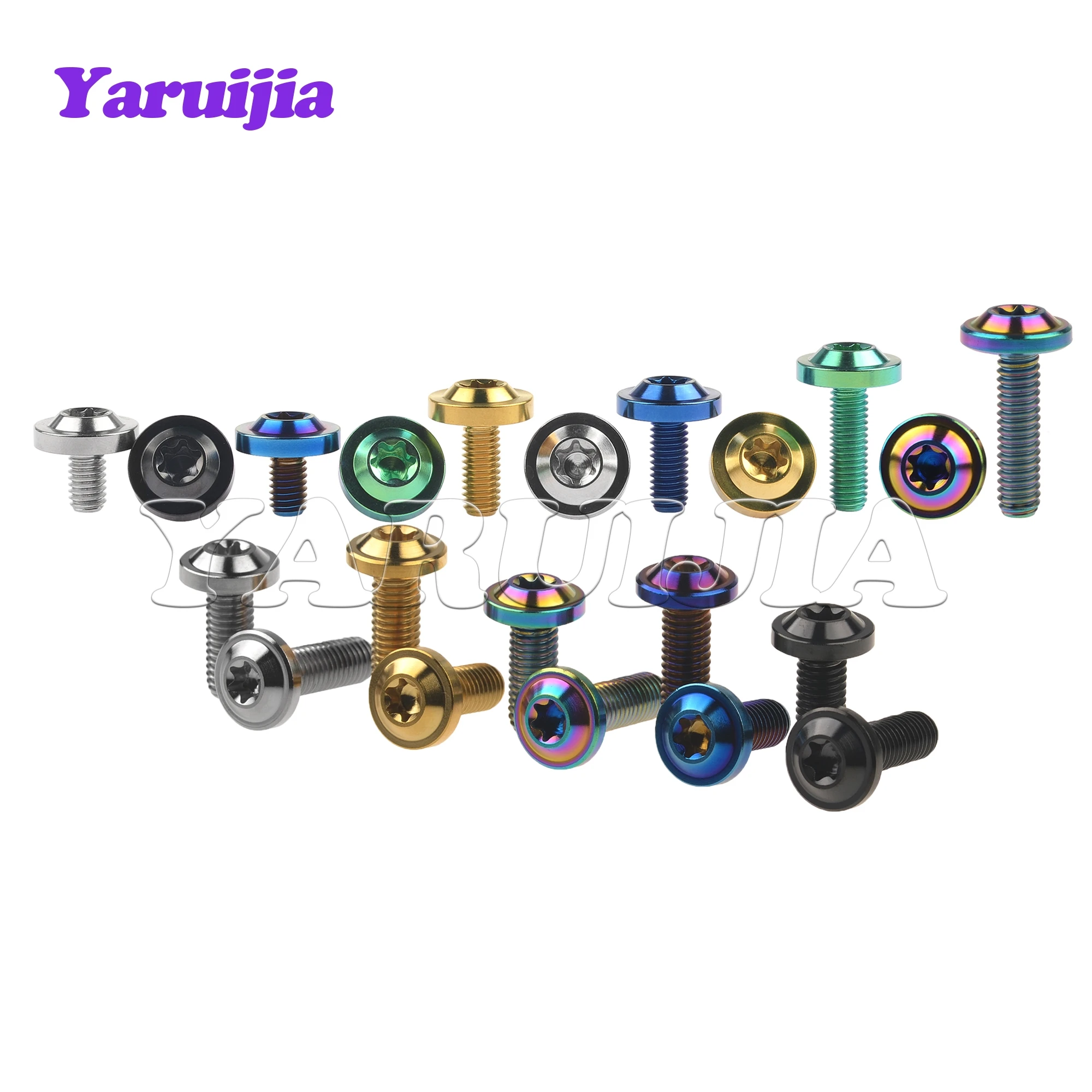 Yaruijia Titanium Bolts M5/M6/M8x10/12/15/20/25/30/35/40/50/60/70mmTorx Head Screws for Motorcycle Riding Modification Fasteners