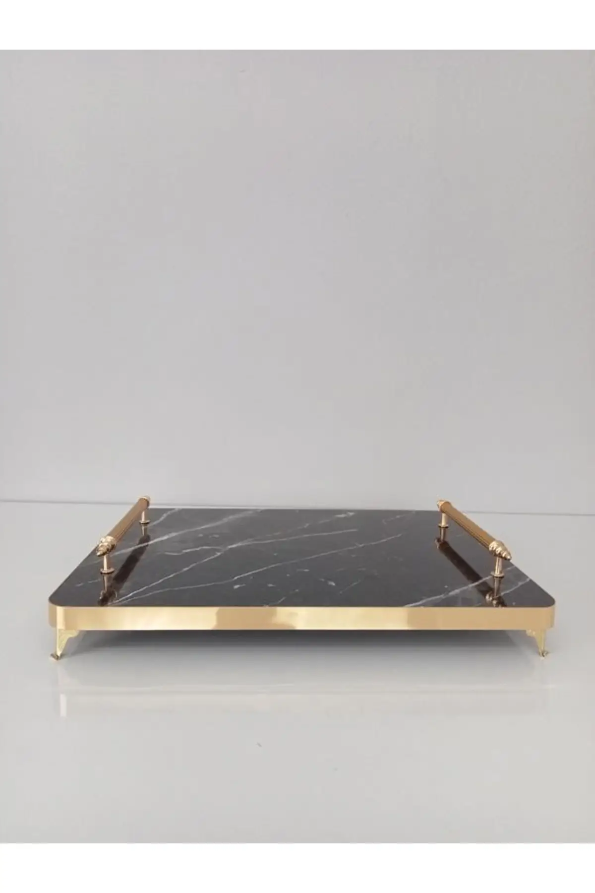 Black Marble Pattern Tray Gold Detaylı Tray Decorative Lux Service Eat at the Presentation of Organizer Multi-Purpose Tray 2022 Trend