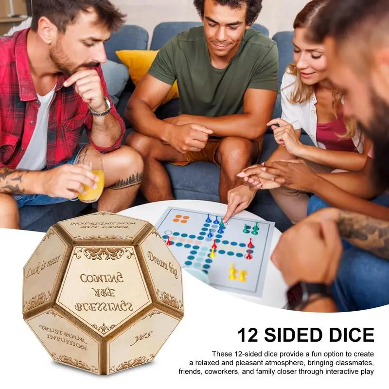 Деревянные 12-сторонние игральные кости, забавная игра-декодер, многогранные игральные кости, создатель решений, настольная игра для исходящих школьных поездок, дорожных поездок, даты путешествий