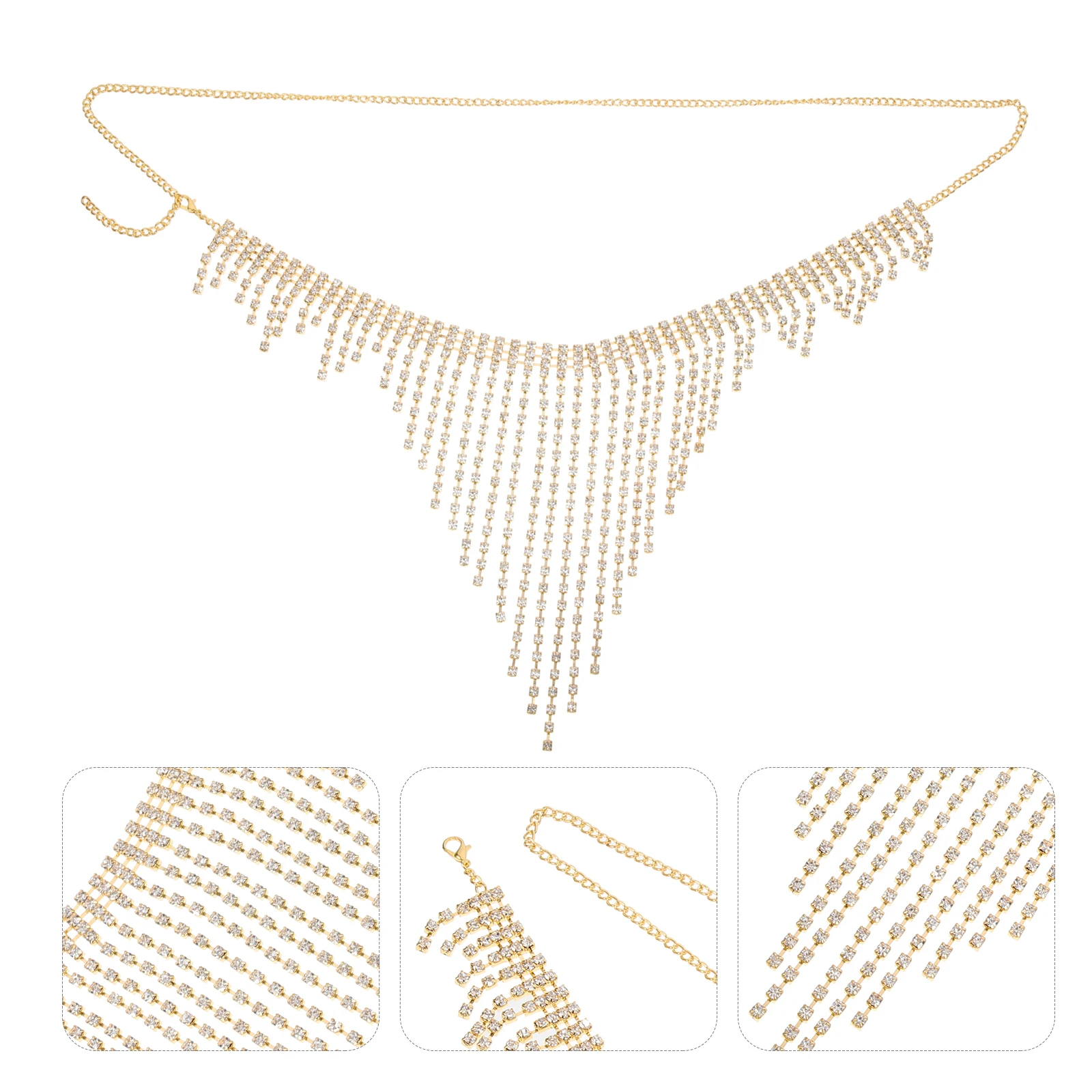 

Rhinestone Waist Chain Belt for Women Wedding Bridal Body Chain Belly Dance Accessories Prom Decorative Body