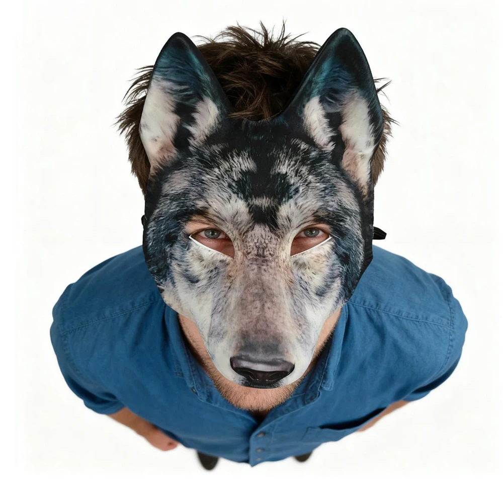 الوحش الذئب نصف قناع الوجه تأثيري الحيوان بالذئب النساء الرجال إيفا أقنعة هالوين كرنفال فستان زي حفلة الدعائم #6
