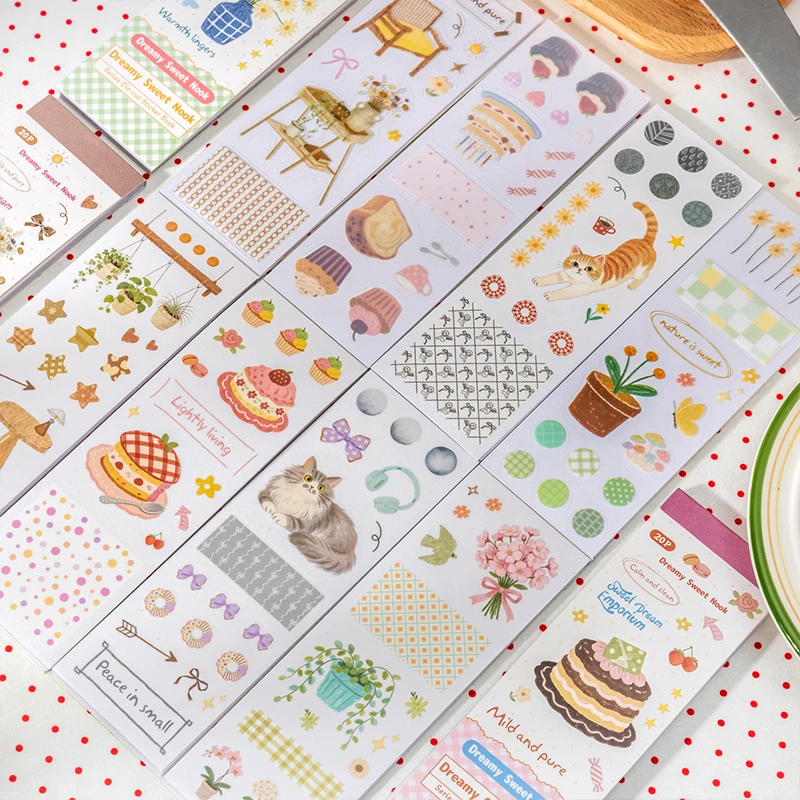 20 Blatt „Sweet Dream“-Serie: Dual-Material-Aufkleber mit vier Heilungsthemen, gestanzte Sticker für DIY Junk Journal und Scrapbooking