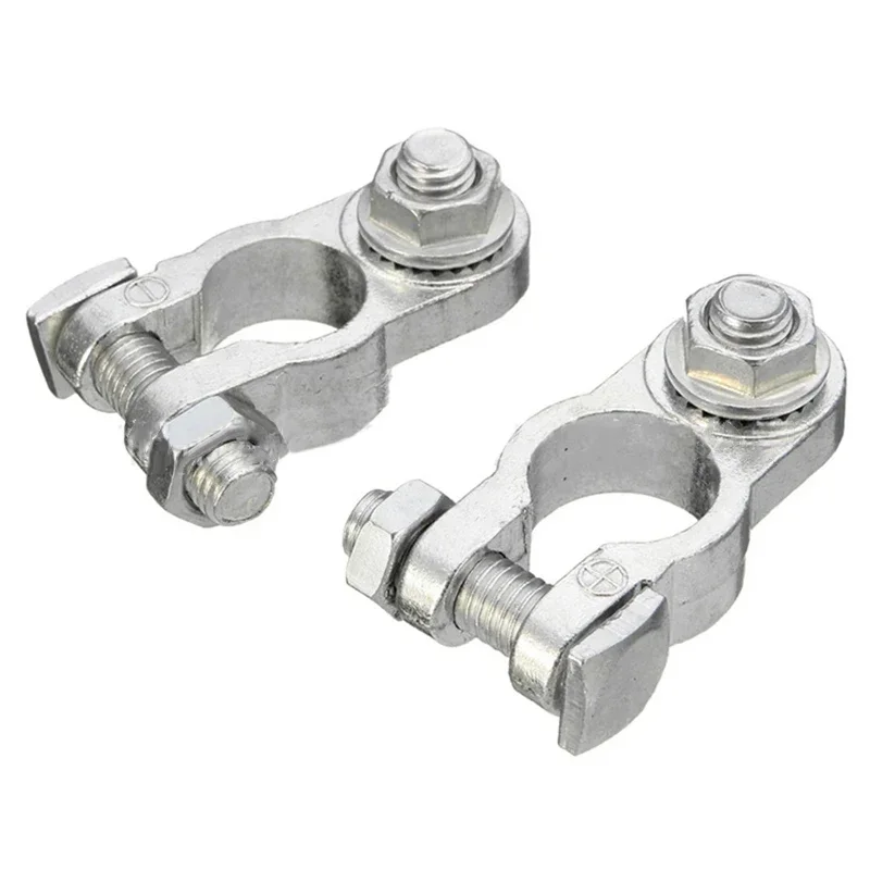 Abrazadera de Terminal de batería de coche, accesorio de aleación de Zinc, polo positivo y negativo, Conector de tornillo, 12V, 2 unidades