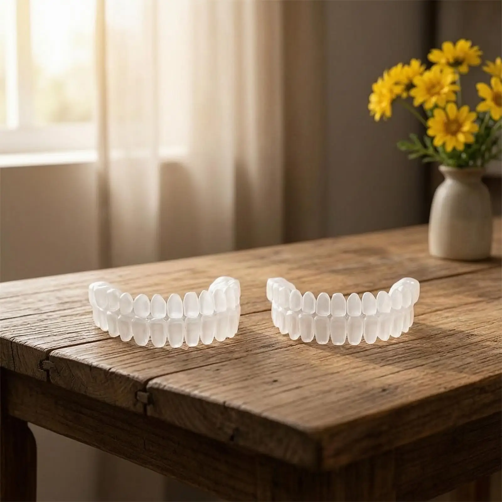 Silicone Dental Adjustment Device Mouthpiece Trays for Upper Lower Teeth with Case for Temporary Party Novelty Wear