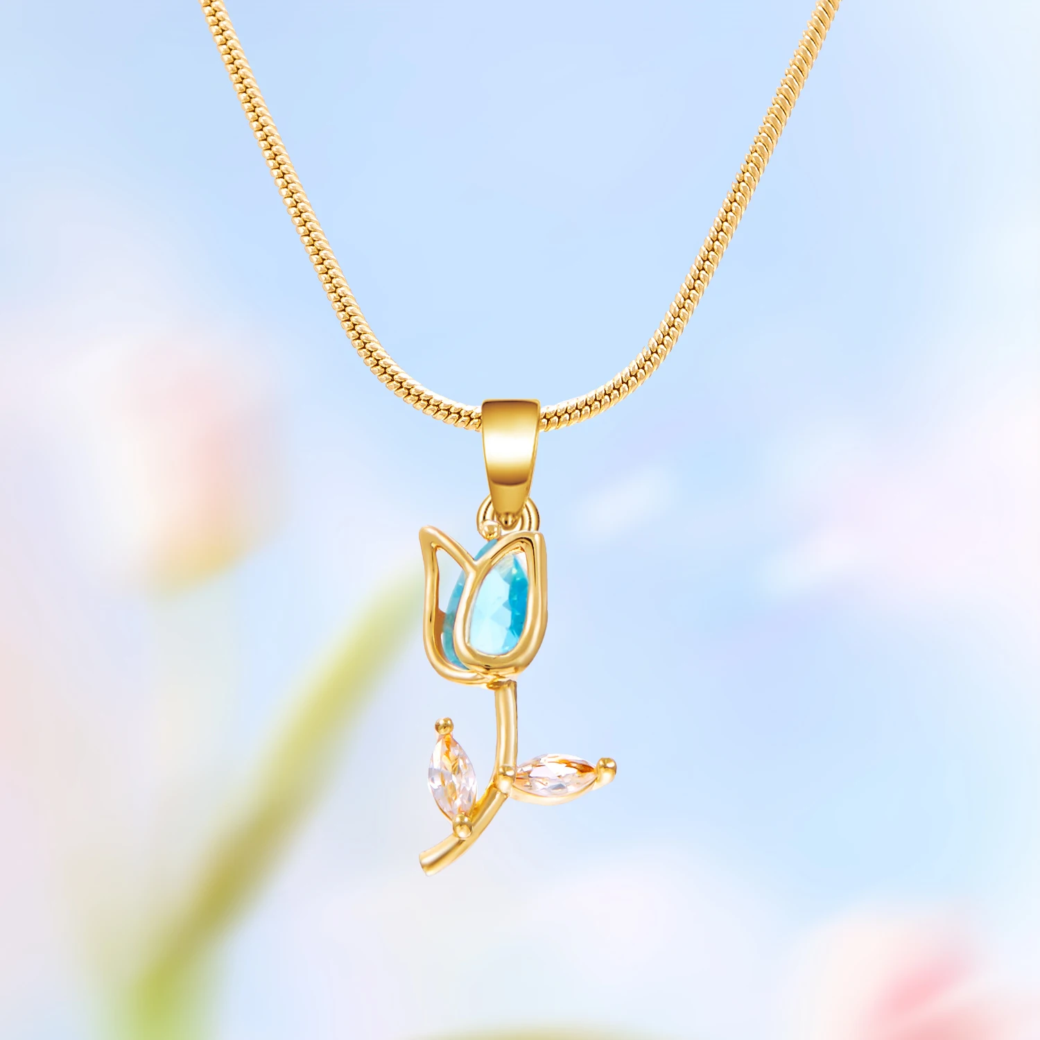 Luxuriöse Zirkon-Tulpen-Anhänger-Halskette für Damen Elegante Blumen-Schlüsselbeinkette Süße Charms Schmuck-Accessoire Geschenk – Detail 17