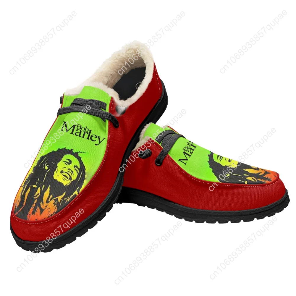 Bob Marley Plush Casual Shoes Flat Shoe Jamaica Singer Reggae Rock Men Woman Breathable Casual Footwear Couple Custom Made Shoe