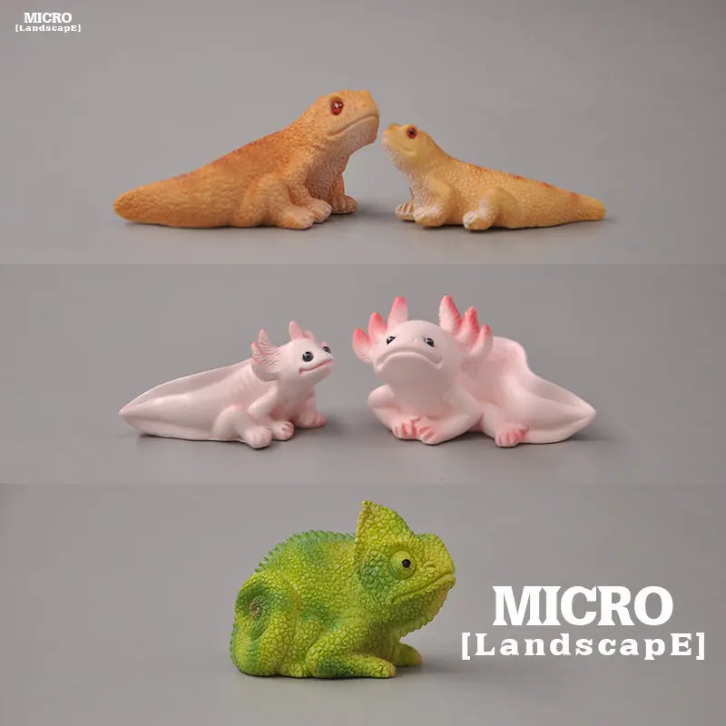

Lizard Chameleon Axolotl Salamander Model Kit DIY Reptile Terrarium Scene with Artificial Plants Miniature Landscape Craft Gift​