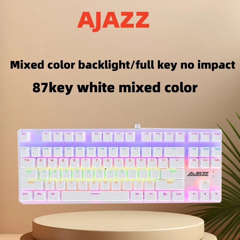 

AJAZZ AK687 Механическая игровая клавиатура с 87 клавишами синего переключателя — беспроводной и проводной двойной режим для ПК, ноутбука, киберспорта, офиса