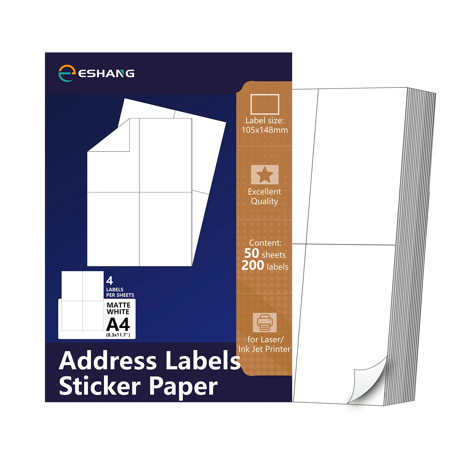 ESHANG Matte Self-Adhesive Shipping Labels for Laser And Inkjet Printers Compatible with Various Shipping Needs