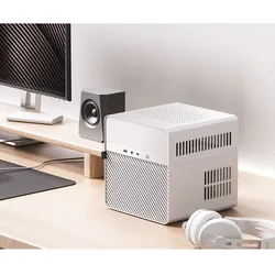 JONSBO SEE-Châssis NAS en Aluminium Blanc, Version ITX, Prend en Charge SFX, Compartiment d'Alimentation, 5 + 1 Fente pour Disque Dur, Ventilateur de 12cm, Boîtier d'Ordinateur