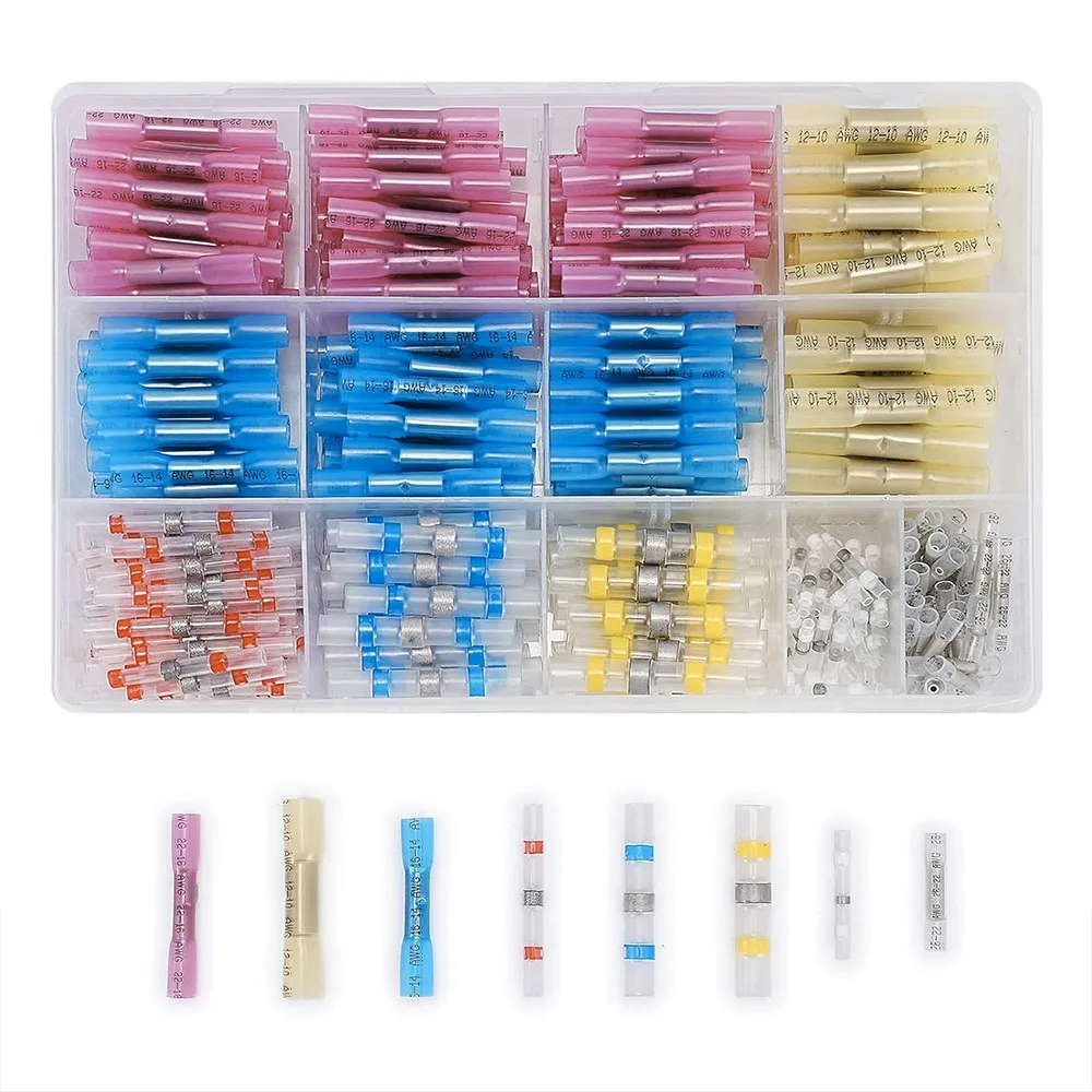 

330 PCS Wire Connectors Kit-210 PCS Heat Shrink Butt Connectors & 120 PCS Solder Seal Wire Connectors-Butt Splice Wire Terminals