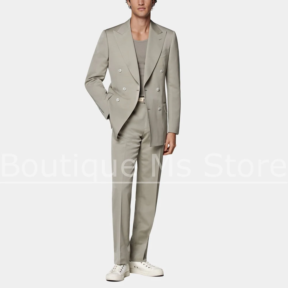 

Мужской двубортный костюм, комплект приталенного кроя, модная передняя одежда для умной повседневной вечеринки, свадьбы и стильных мероприятий, комплект из 2 предметов