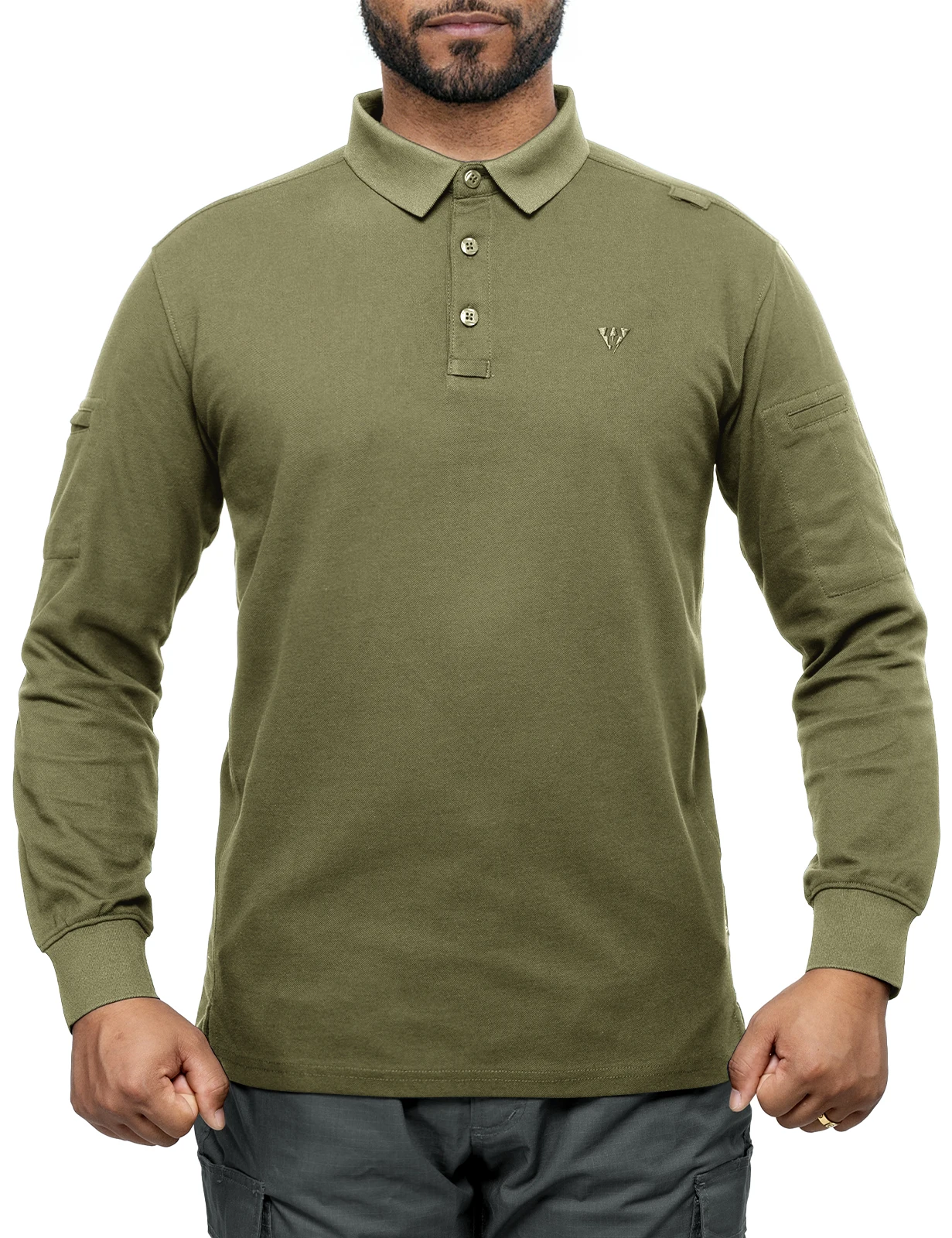 IDOGEAR Men's Outdoor Performance Tactical Polo Shirts Moisture-Wicking Breathable Stretch Long Sleeve for Golf Hiking Casual