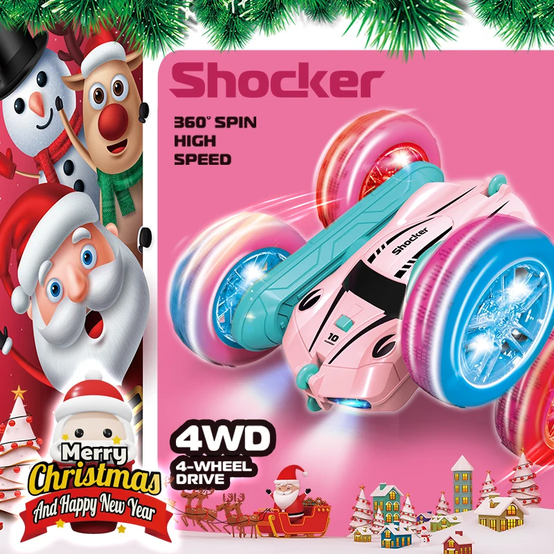 

2,4G RC Stunt Car Детский двухсторонний флип-автомобиль с дистанционным управлением, вращение на 360 градусов, внедорожные радиоуправляемые дрифтовые автомобили для розовых игрушек для девочек