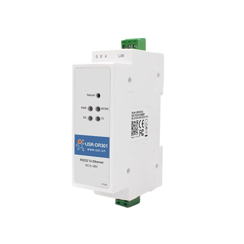 USR-DR301 Terminal Type RS232 Serial To Ethernet Converter Support Modbus RTU To Modbus TCP