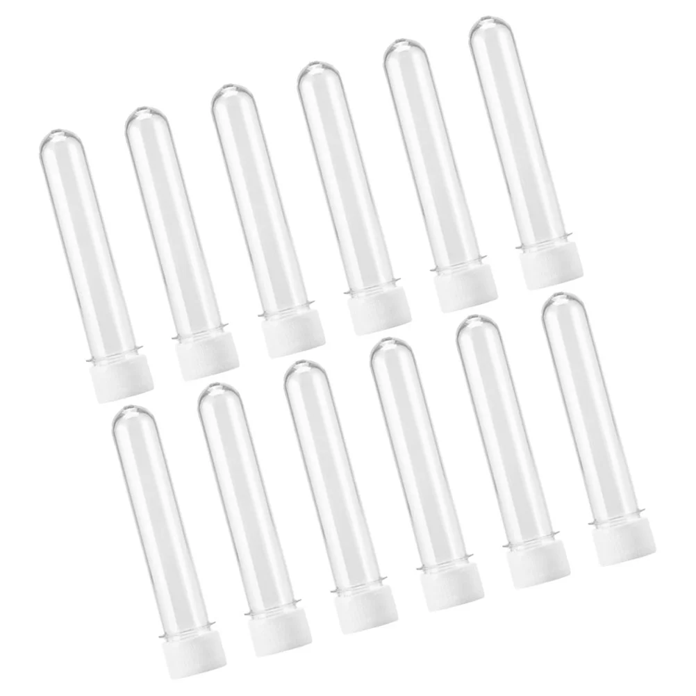 12 Pcs Candy Water Bottling Tube with Lid Storage Tubes Transparent Plastic Lids