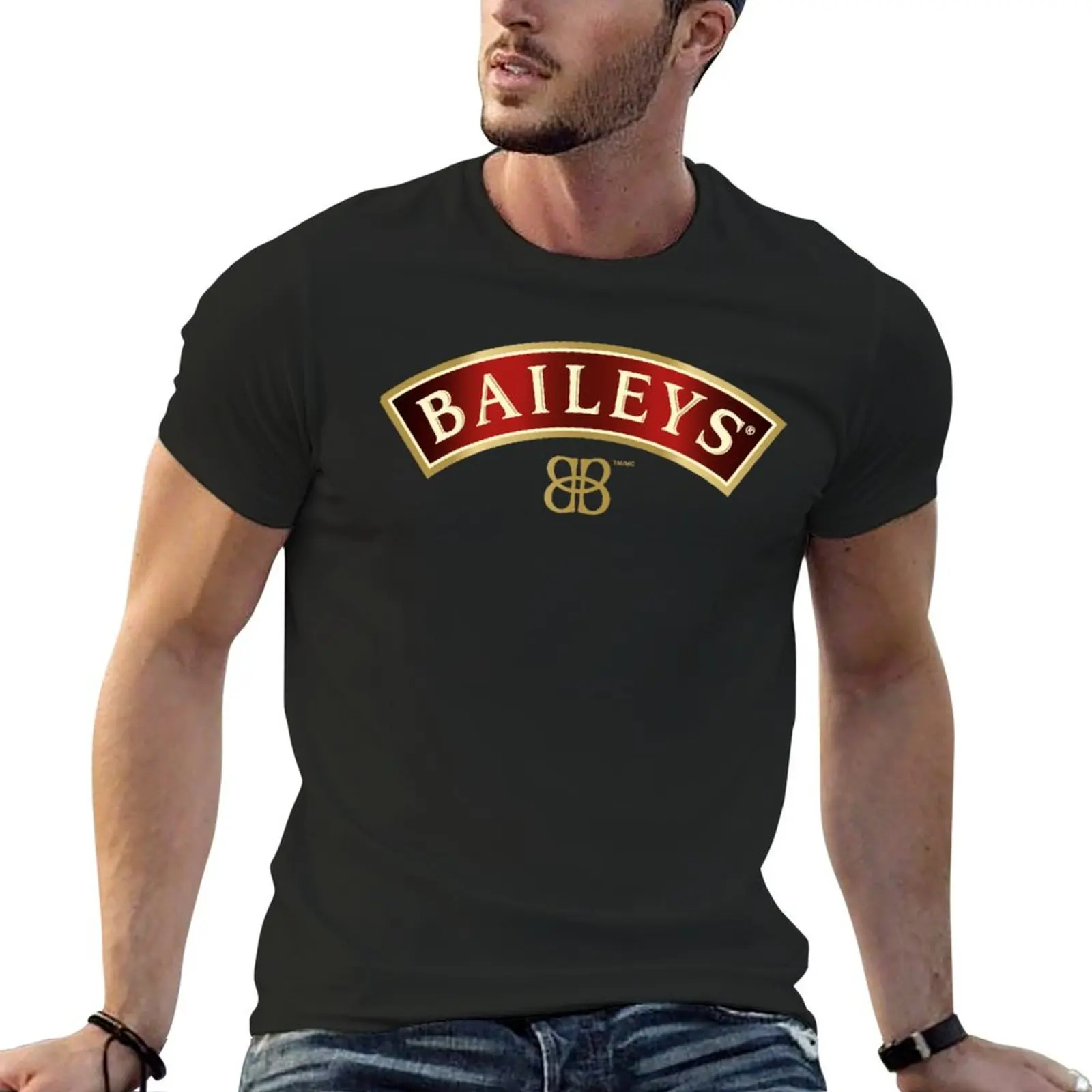 Baileys-تيشيرتات فضفاضة للرجال ، طباعة حيوانات ، أسود ، قمصان كبيرة الحجم للأولاد