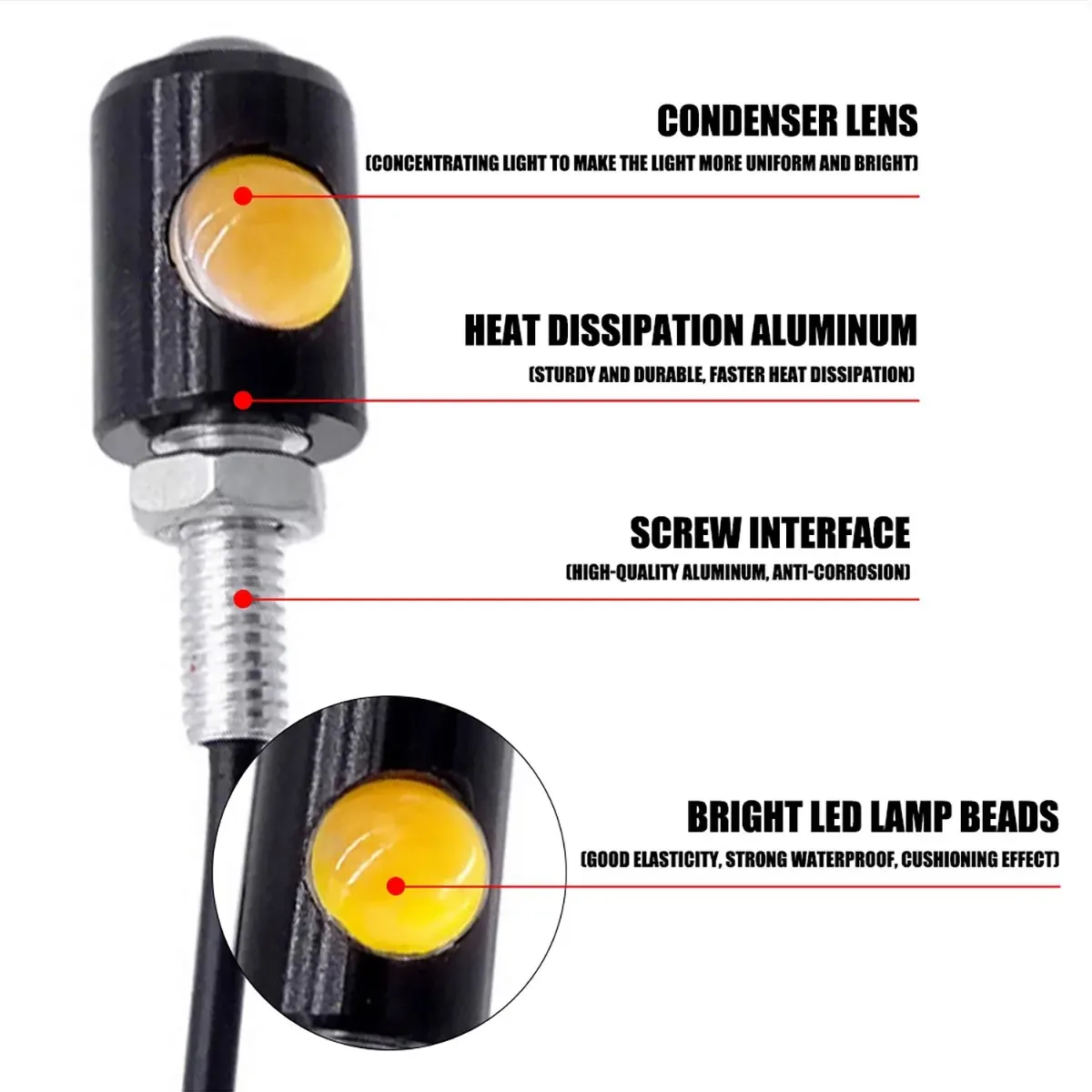 유니버설 오토바이 LED 이글 아이 모양 미니 번호판등 방향지시등 테일 후미등 브레이크 안개등 전구