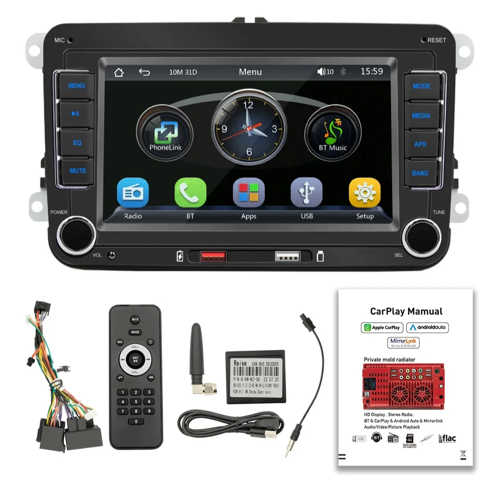 7" 2 Din HD Car Media Video RDS Airplay Car Radio Wireless CarPlay Android Auto Stereo Audio For VW/Seat/Skoda/Passat/Golf/Polo image 6
