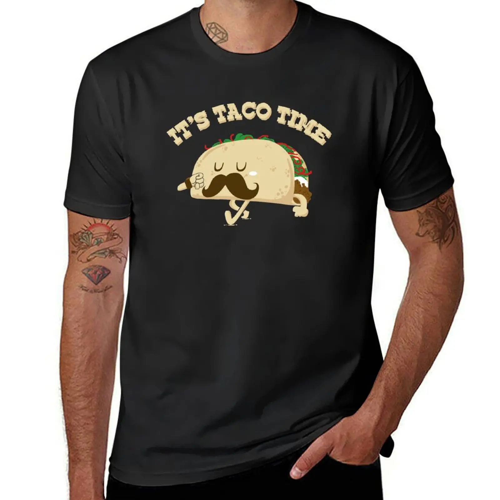 ¡Taco Time! Camiseta para fanáticos de los deportes, ropa kawaii, nueva edición, camisetas negras para hombres