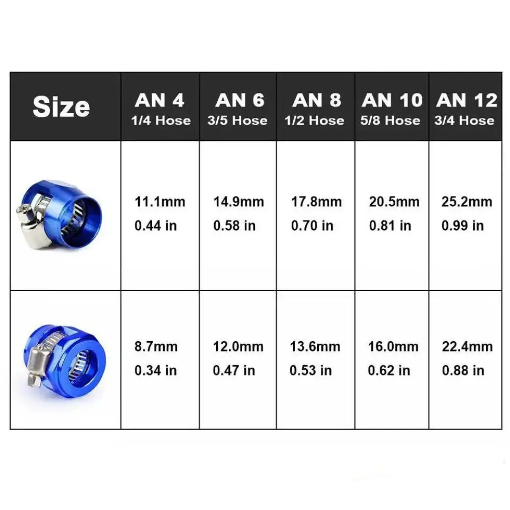 자동차 호스 피니셔 클램프 라디에이터 수정 연료 파이프 클립 버클, 범용 호스 클램프, 오일 엔드 피니셔 AN4 AN6 AN8 AN10 AN12