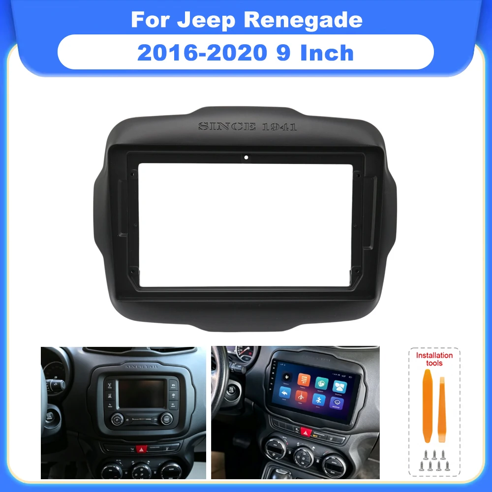 9 Inch 2DIN Android Car Stereo Radio Fascia Frame Dash Fitting Installation Panel Adapter Kit For Jeep Renegade 2016-2020