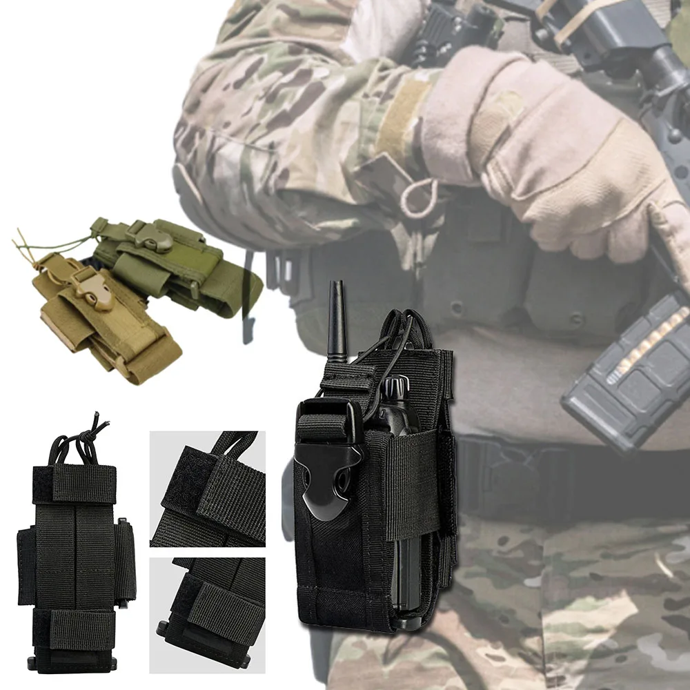 

Stretchable Tactical Walkie Talkie Pouch Outdoor Durable Portable Radio Holder Camping Hiking Adjustable Size Tactical Accessory