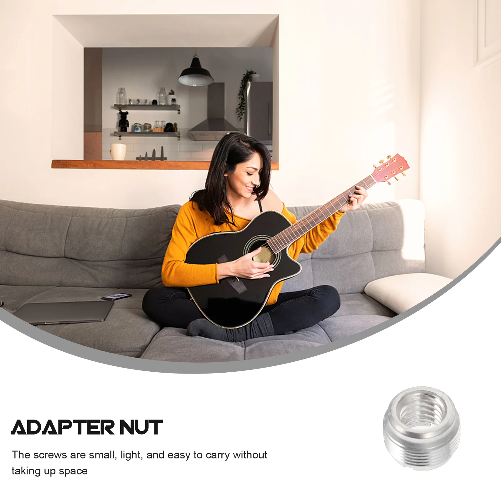 

10Pcs Metal Adapter Nut Guitar Microphone Stand Conversion Durable Antishock Knurled Surface Complete Thread Stable Compact