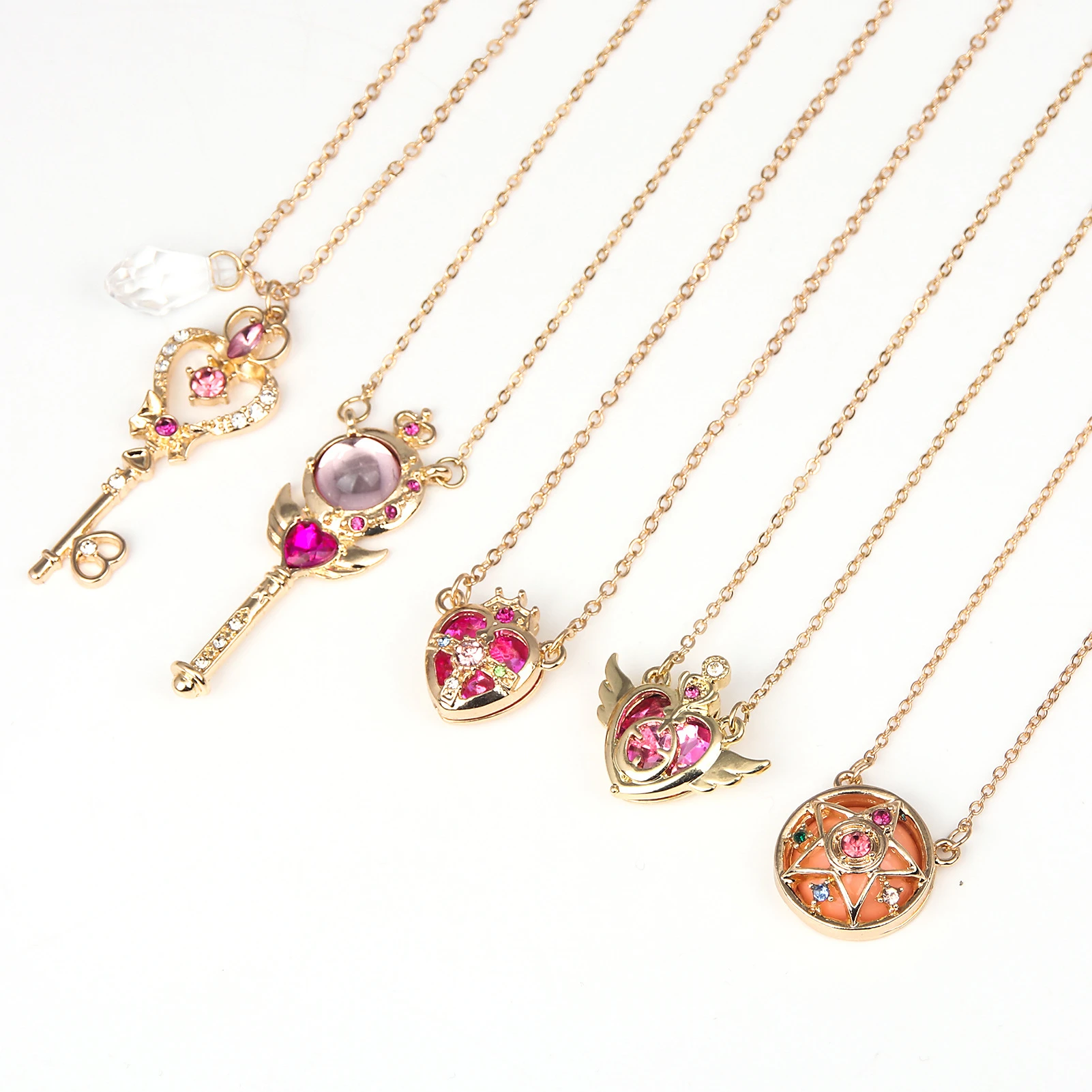 5PCS/SET Anime Cute Moon Tsukino Usagi Necklace for Women Girl Cartoon Enamel Magic Necklace Aino Minako Cosplay Jewelry Gifts - view 4
