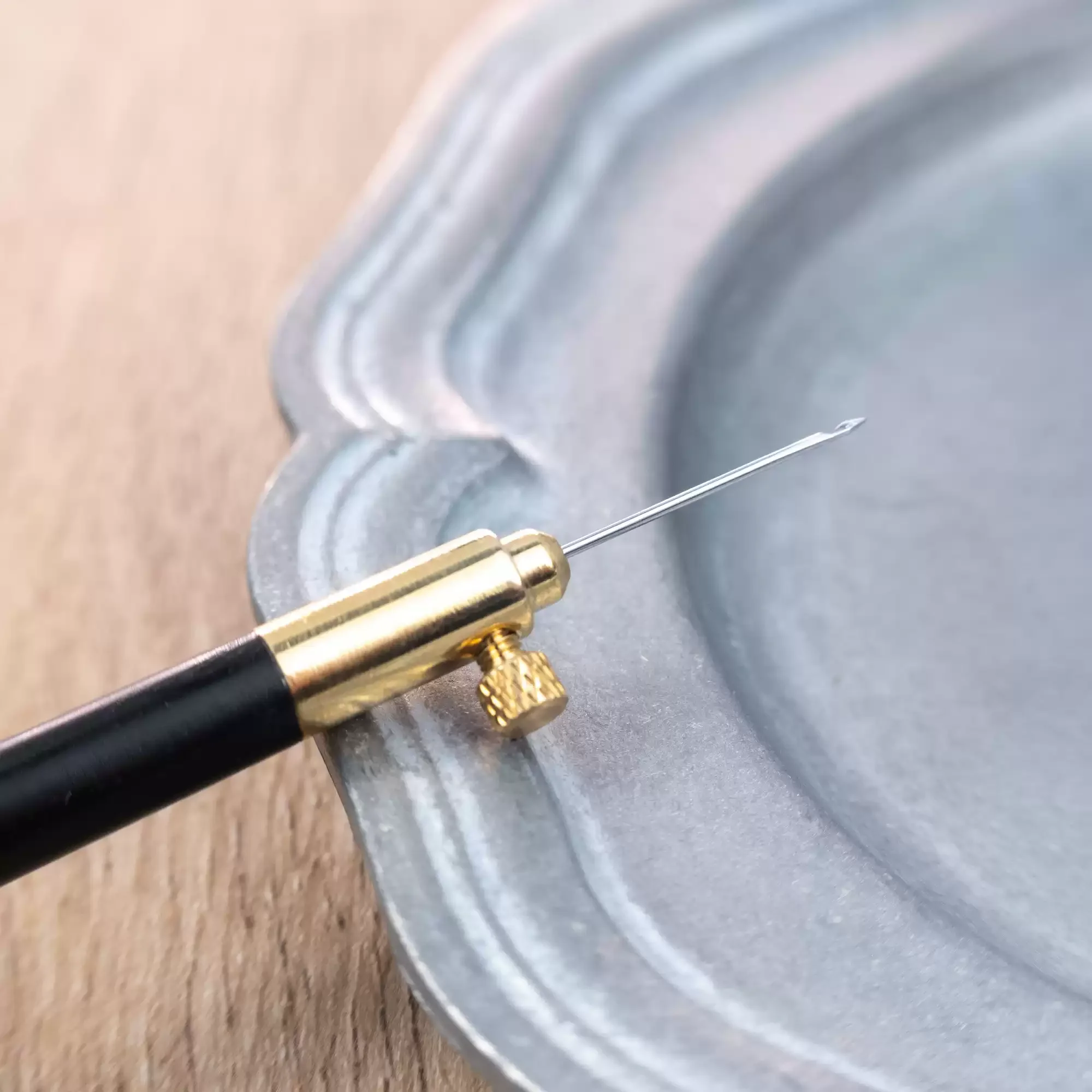 

Luneville-Tambour Hook with Round Bead Handle,French Embroidery Needle Tool Includes #70 Hook Tip for Bead & Sequin Work