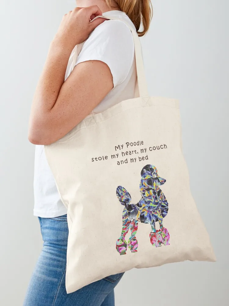 

Poodle stole my heart Tote Bag large tote bag Canvas shopping bags foldable large size bags