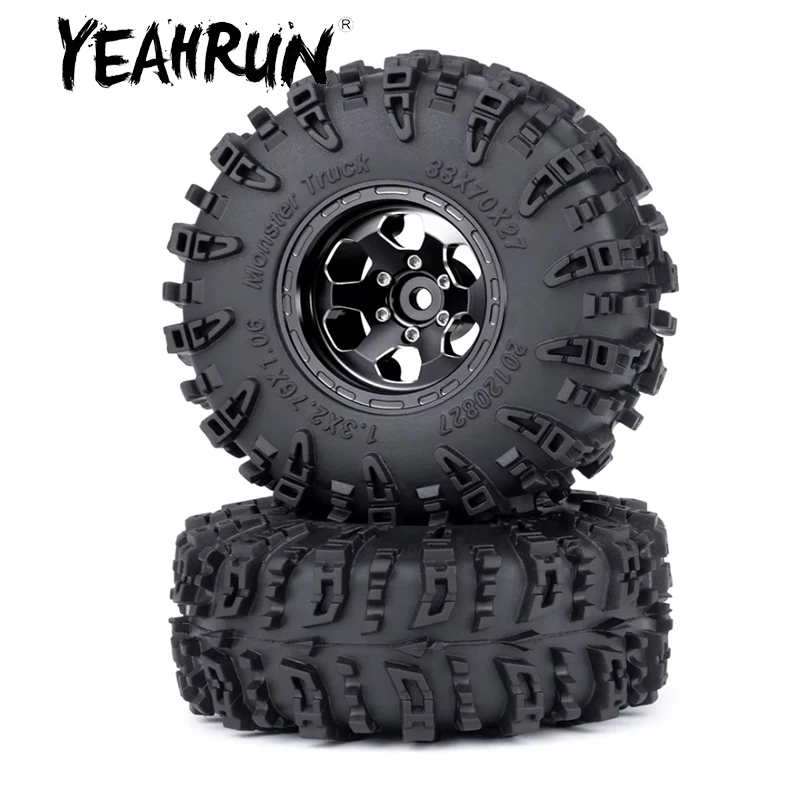 

YEAHRUN 1.3" Rubber Tire 70MM Wheel Tires With Alloy Beadlock Wheel Rim for 1/18 TRX4M 1/24 SCX24 RC Car Upgrade Accessories