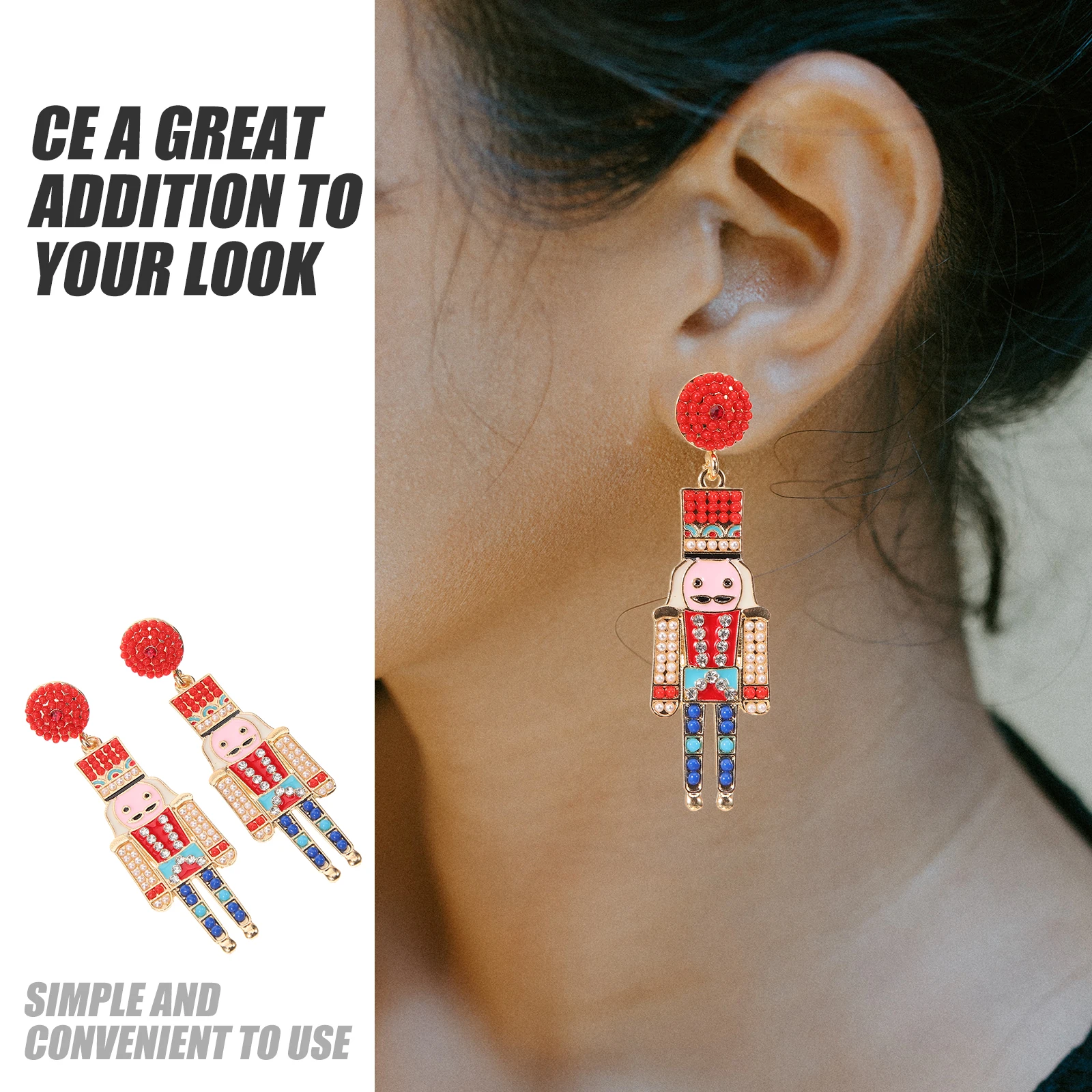 1 زوج لطيف كسارة البندق أقراط سبيكة الأذن ترصيع للنساء لذيذ الأقراط الصغيرة الأزياء والمجوهرات لارتداء اليومي