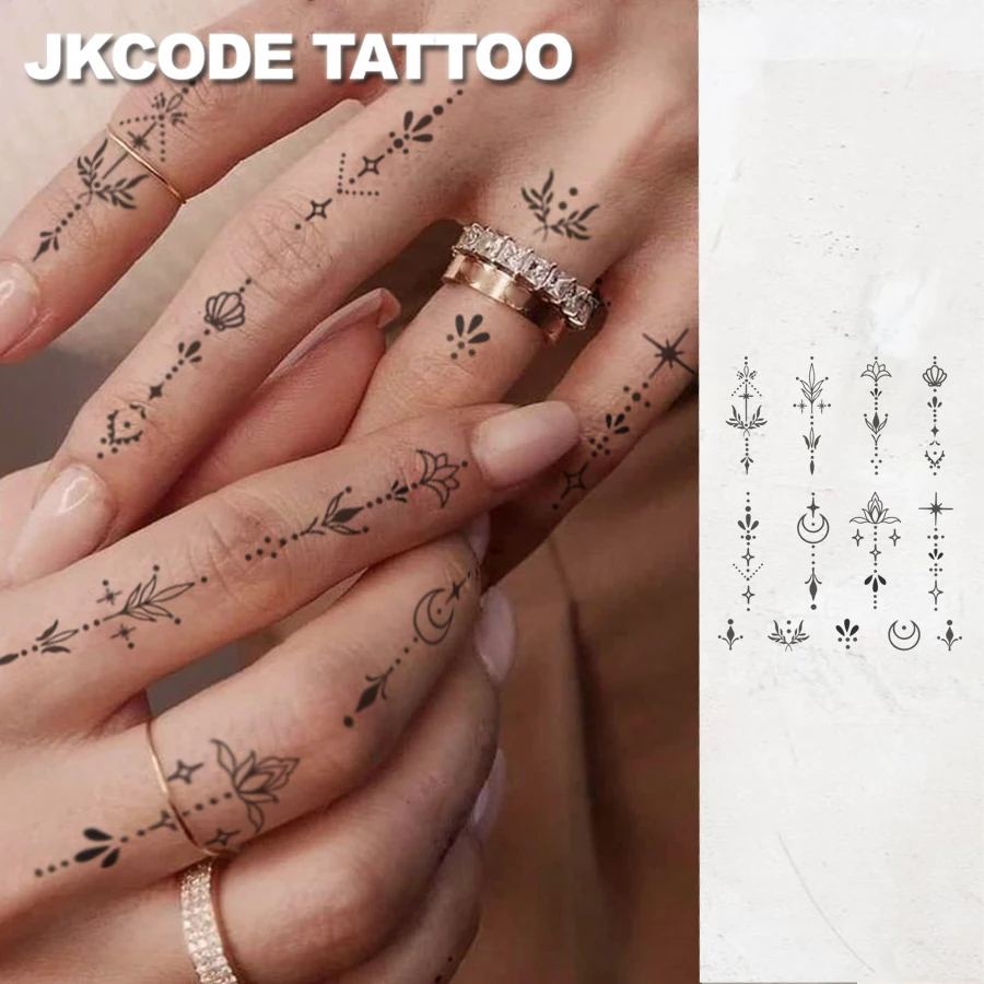 

Waterproof Semi-permanent Tattoos,Simple Design Leaf, Ramadan Temporary Tattoos,Botanical, Finger Tattoos,Lasts 1-2 Weeks