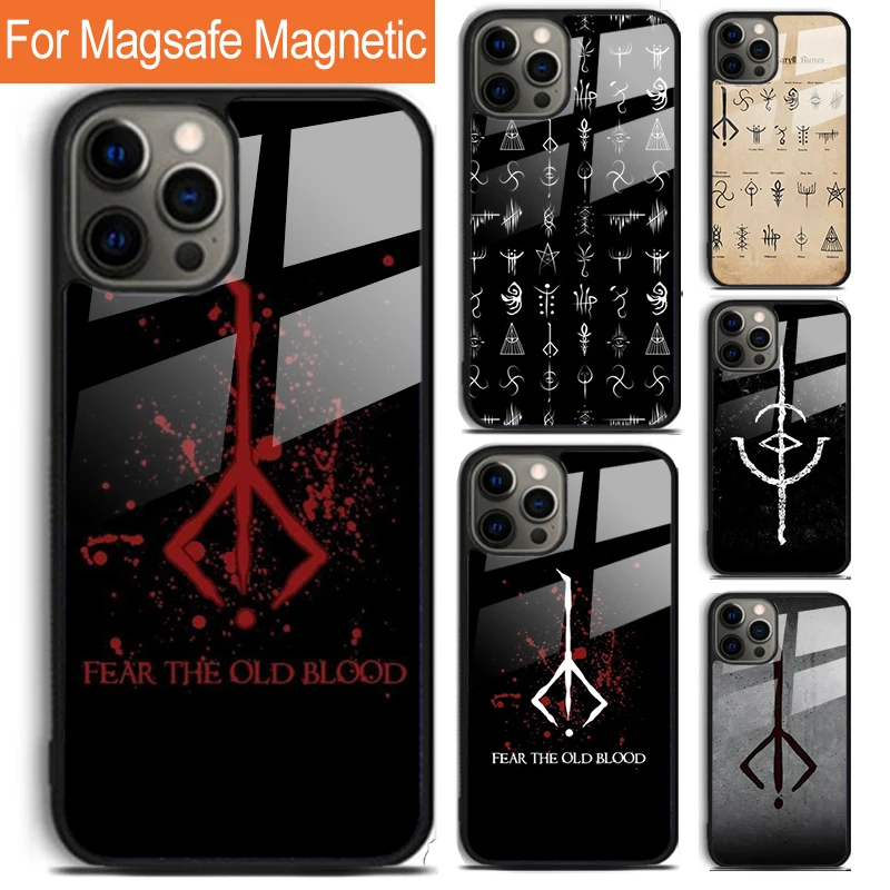 Bloodborne Runes Phone Case For iPhone 16 15 14 13 12 11 Pro Max Plus Magsafe Magnetic Wireless Charging Cover