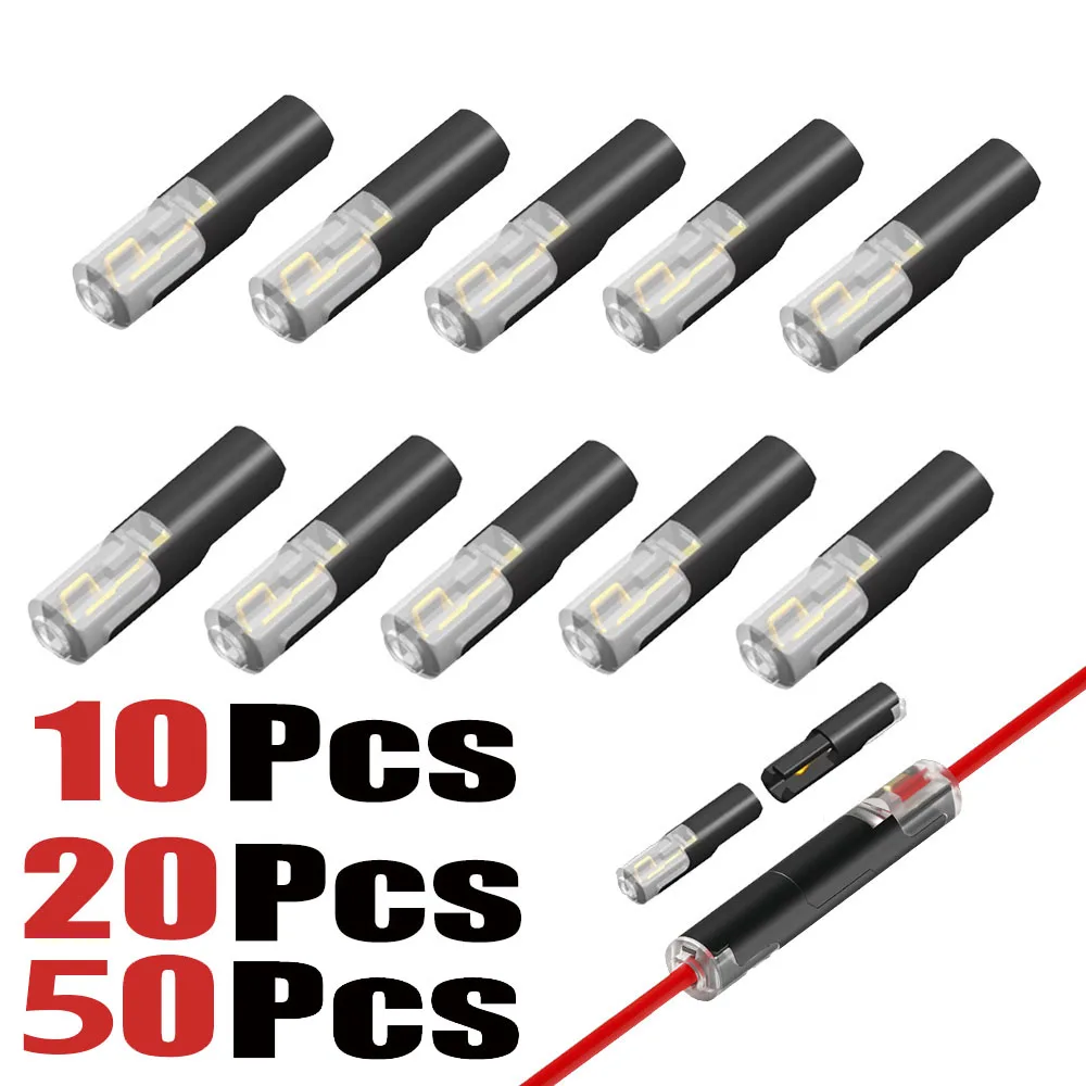 

10Pcs/20Pcs/50Pcs 1-Way Quick Connection Cable Connector - No Soldering, Single Wire, with Locking Plug-In Type, Black and Transparent, Easy and Quick Wiring, No Stripping Required, Wire Connector Quick Connection