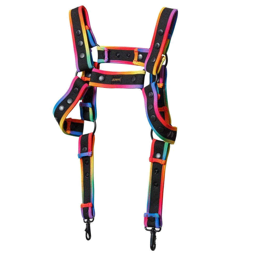 Rudin Rubber Men Bodysuit Jumpsuits Elastic Crop Top Jockstrap Hollow Lingerie Sexy Adjust Fetish Elastic Garter Body Harness