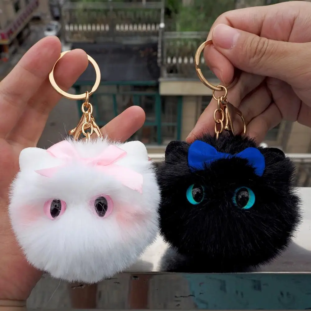 Pretty Key Fob Cute Faux Fur Ball Keychain Soft Pompom Tail Accessory Car Bag Charm for Ladies Stylish Key Ring Gift for Mom