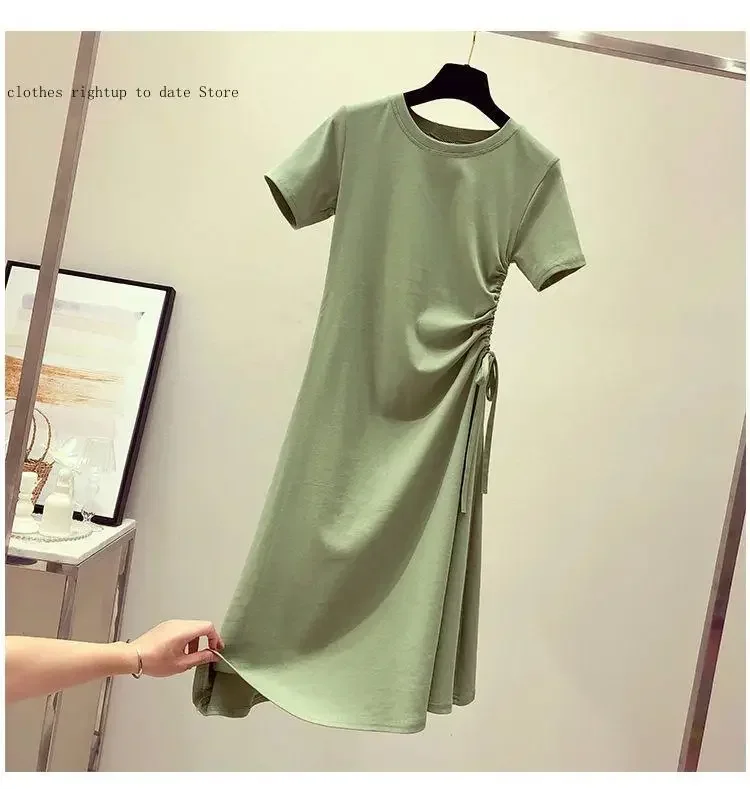 Summer Collection Waist Drawstring Western Style Korean Version Student T-Shirt Skirt Children Leisure