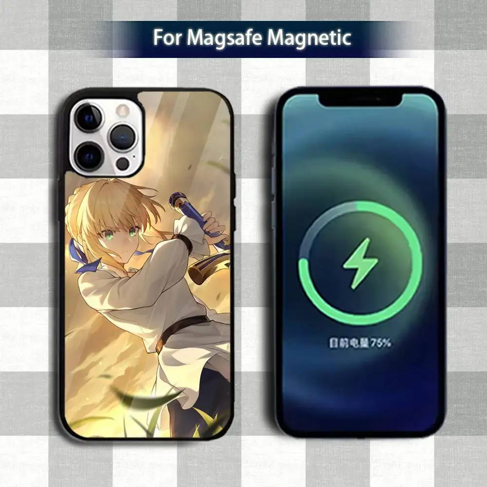 Fate StayS Night S-Saber-es Phone Case For iPhone 13,12,15,17,11,16,14,Pro,Max,Plus,Mini,Magsafe,Magnetic Wireless Charging Case