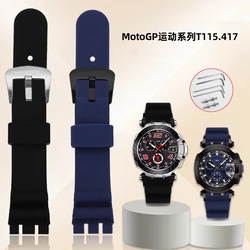 Sports Silicone Rubber Watchband for Tissot Racing T115 Special Double Notch Strap T115.417 Men's Waterproof Watch Chain 22mm