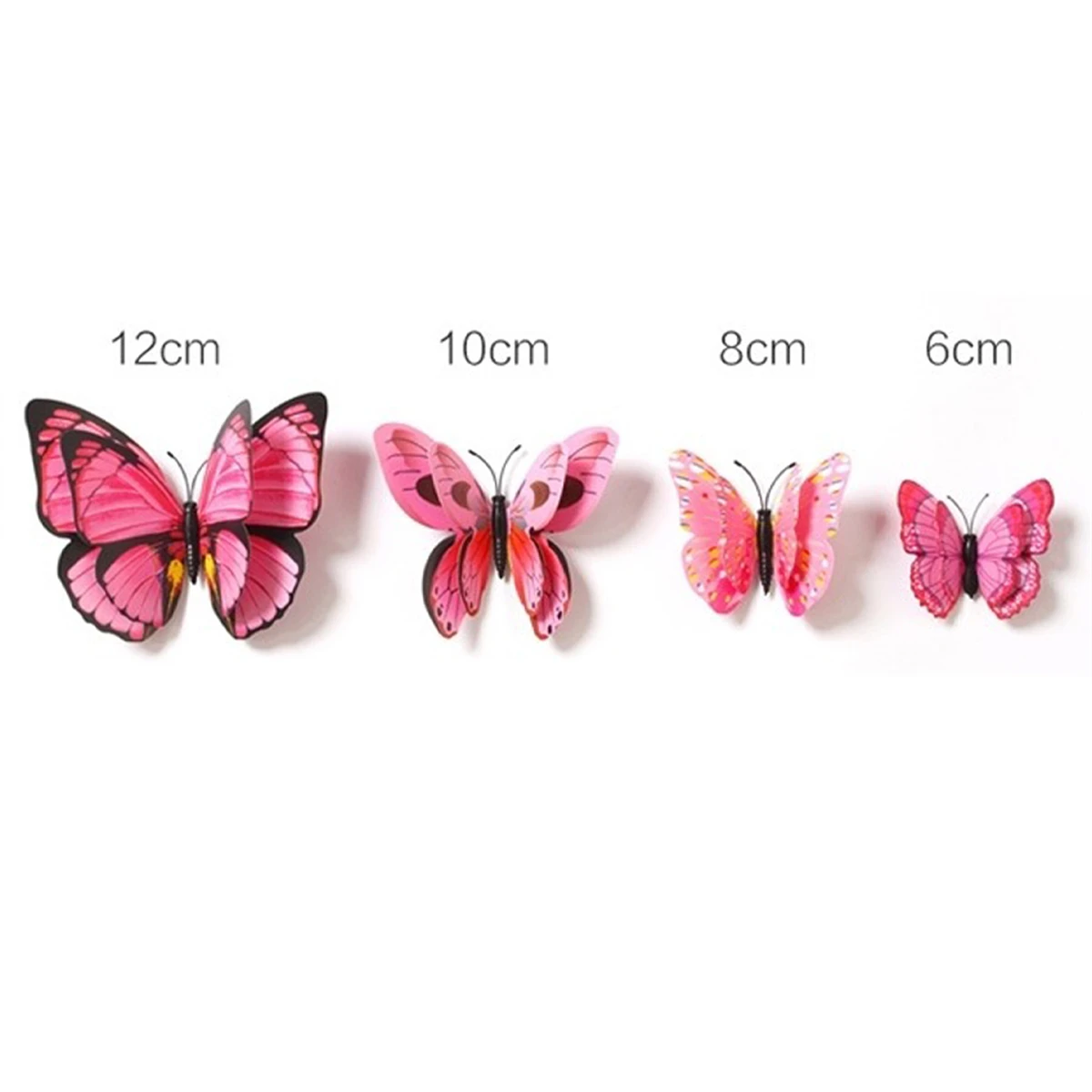 12Pcs/Pack 3D Butterfly Stickers Wall Desk Photo Frame Decors Double Layer Adhesive Home Party Wedding Decoration Magnet Decals